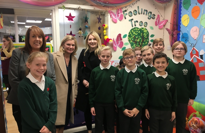 Julia stood at the front of a classroom on a visit to Scotts.