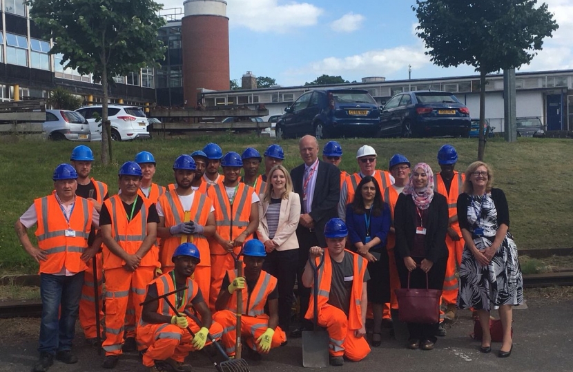 Julia with college students and former transport secretary chris grayling.