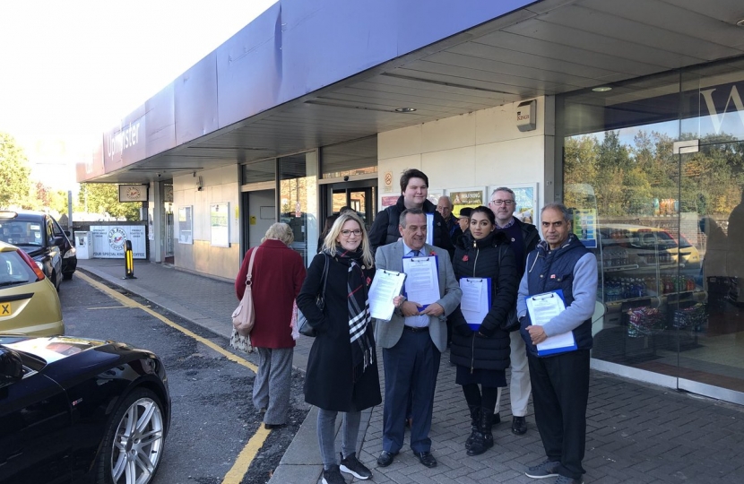 Julia Lopez MP petitioning at Upminster Station.