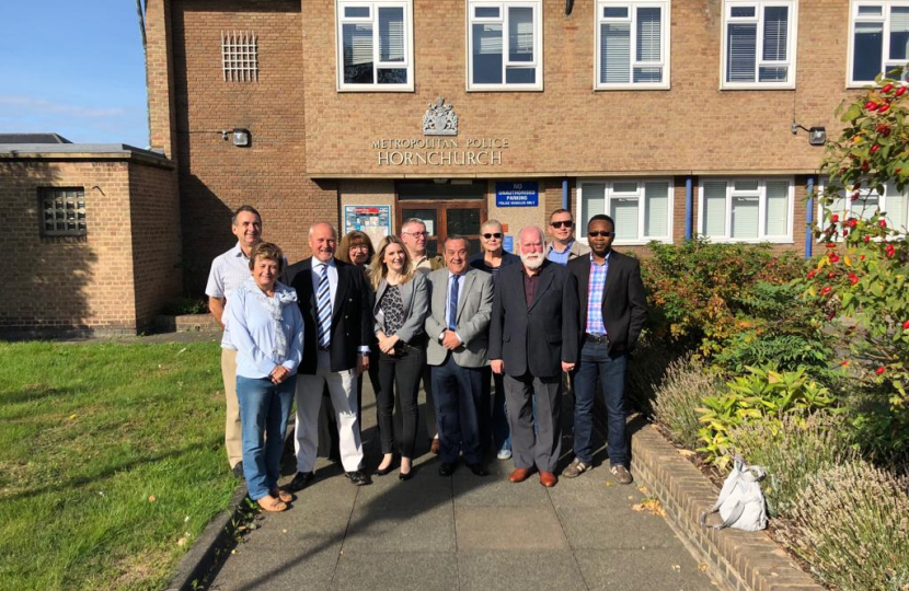 Julia with activists outside of Hornchurch police station