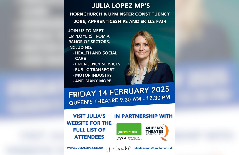 Poster containing the details of Julia's jobs fair