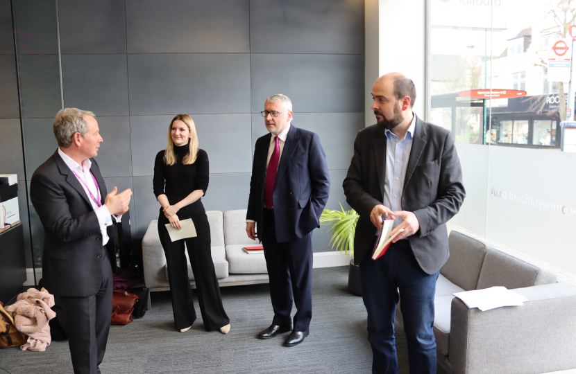 Philip Cockram, Managing Partner at Pinney Talfourd, with Julia Lopez MP, Dominic Swan, Chair of the Hornchurch & Upminster Conservative Association, and Richard Holden MP