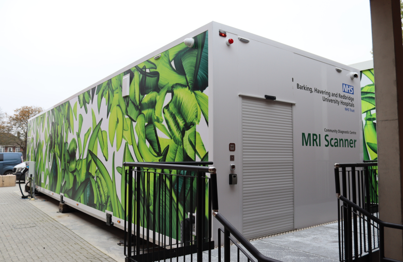 Cabin which contains a new MRI scanner for the community diagnostics hub.