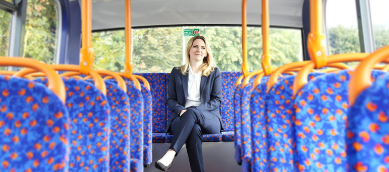 Julia sat on the bus.