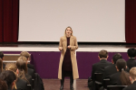 Julia Lopez MP addressing pupils at Sanders Draper Academy