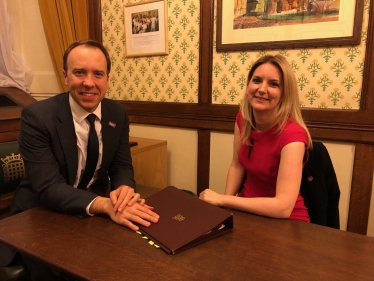 Julia Lopez MP with Secretary of State for Health, Matt Hancock MP