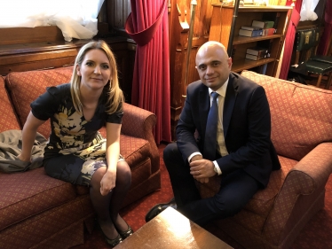 Julia Lopez MP with Chancellor of the Exchequer, The Rt Hon Sajid Javid MP