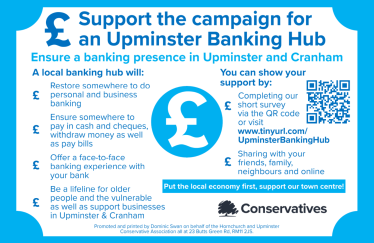 Graphic with QR code and link to the baking hub survey. The leaflet is designed to look a little bit like a bank note.