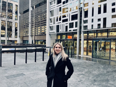 Mrs Lopez outside the Department for Levelling Up, Housing & Communities after the meeting, 13 December